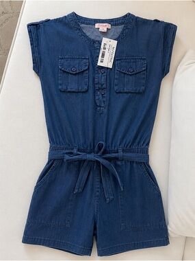 Blue Shorts Romper by UNIK size 10 girls NWT